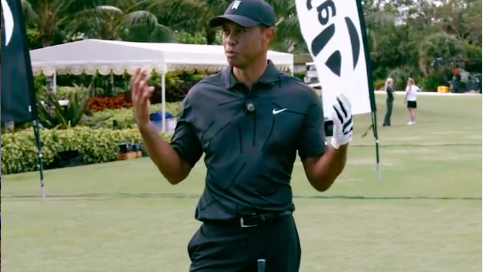 Tiger Woods shows TaylorMade the NINE WINDOW iron practice drill